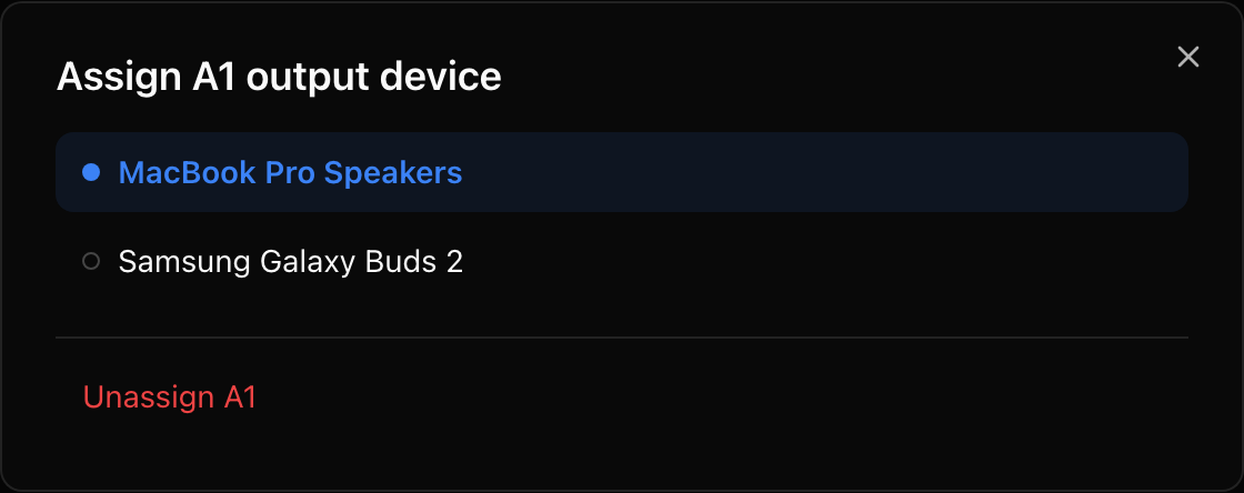 Output device picker dropdown