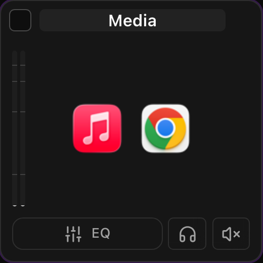 A merged group card — Music and Chrome combined into one "Media" strip